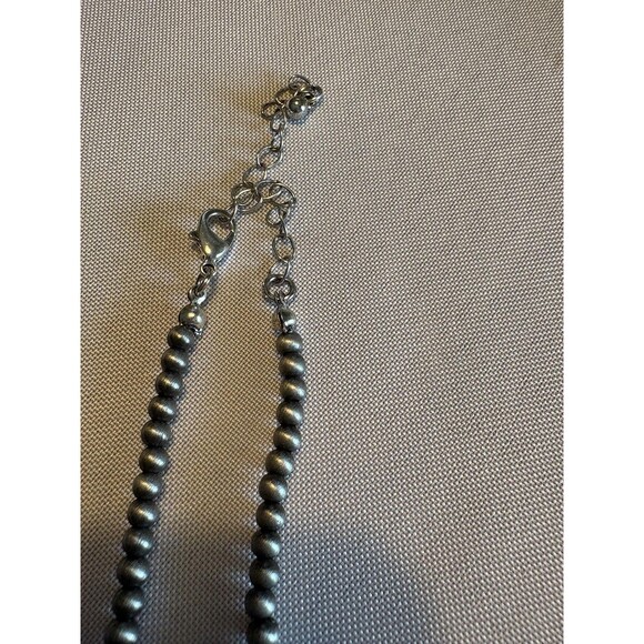 Handmade Silver Tone Beaded Necklace Teardrop Floral Pendant Adjustable Red - Picture 2 of 4